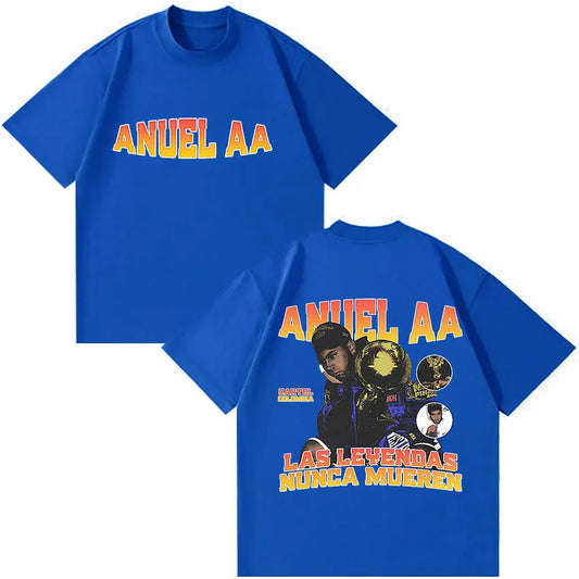 Rapper Anuel AA Tour Album 2025 T-Shirt - blue