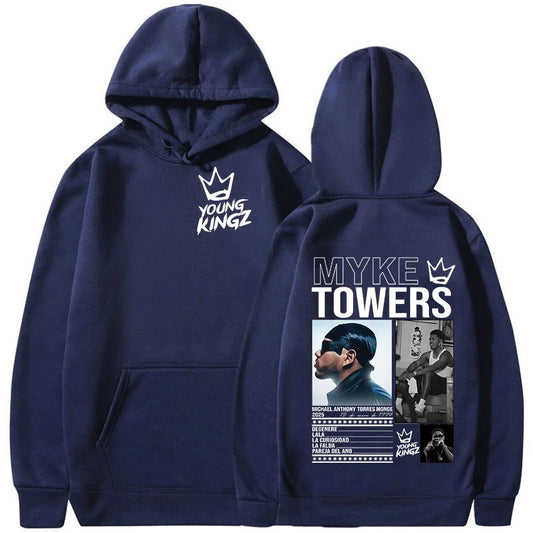 Myke Towers 2025 World Tour Hoodie – Navy Blue