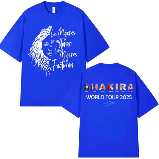 Shakira Las Mujeres Ya No Lloran World Tour 2025 T-Shirt – Blue