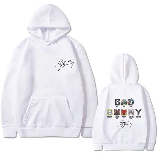 Bad Bunny Music Album Cover Hoodie – White