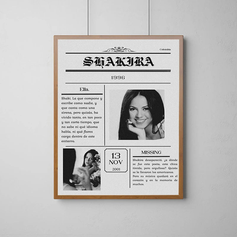 Shakira Poster – 1996 Vintage Newspaper