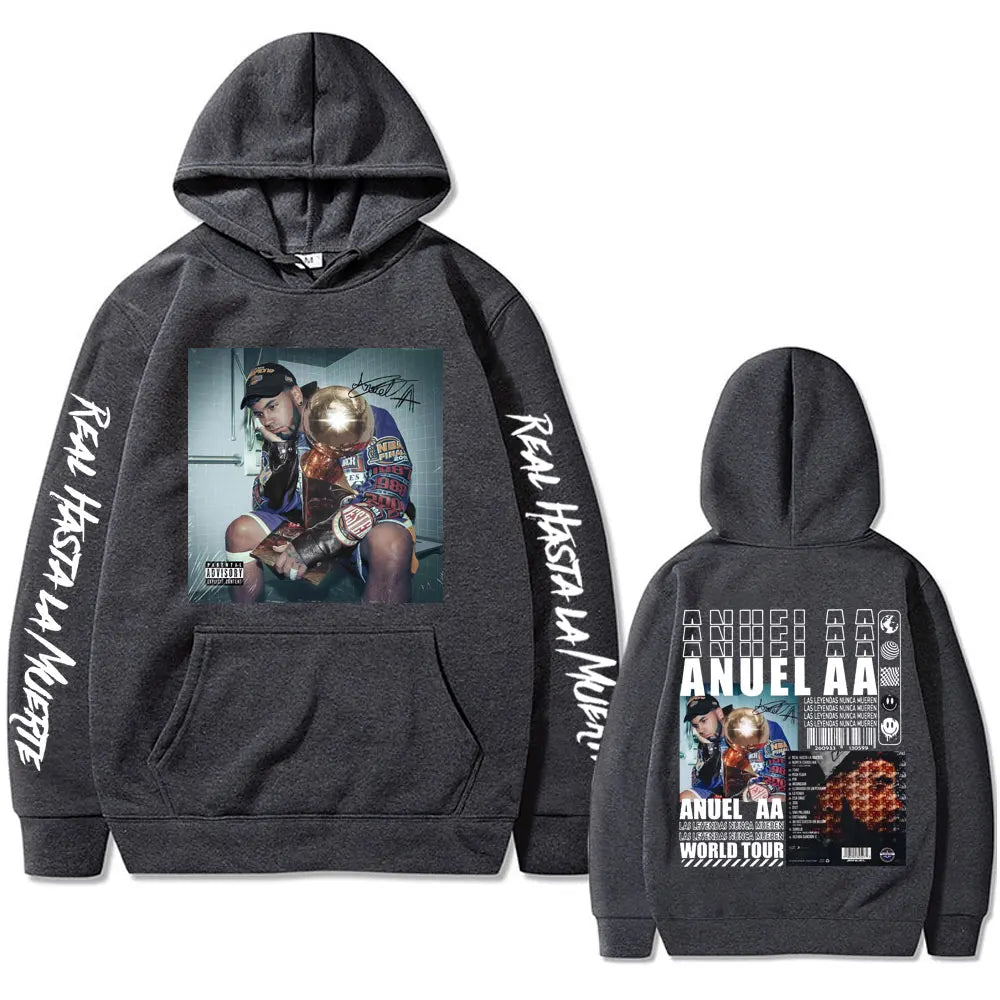 Anuel AA Las Leyendas Nunca Mueren World Tour Hoodie – Gray