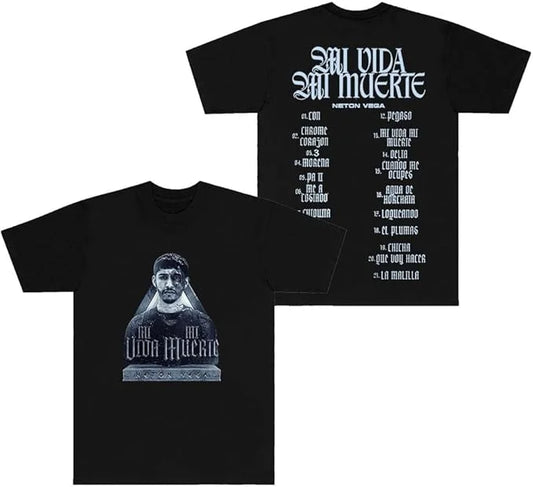 Neton Vega Tracklist T-Shirt – Mi Vida Mi Muerte (Black)