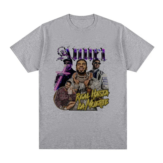 Anuel AA Real Hasta La Muerte Graphic T Shirt - gray