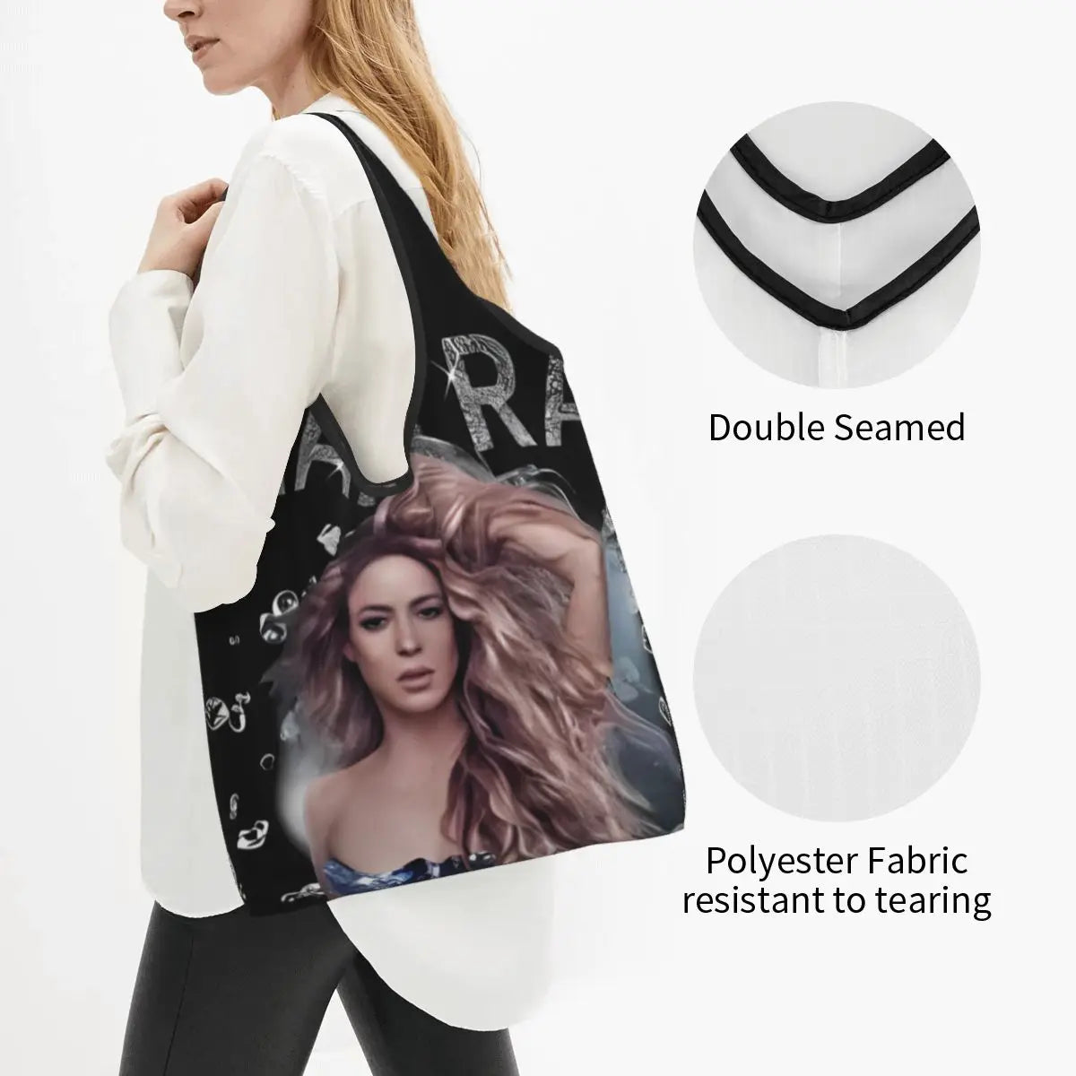 Shakira Sparkle Portrait Reusable Tote Bag
