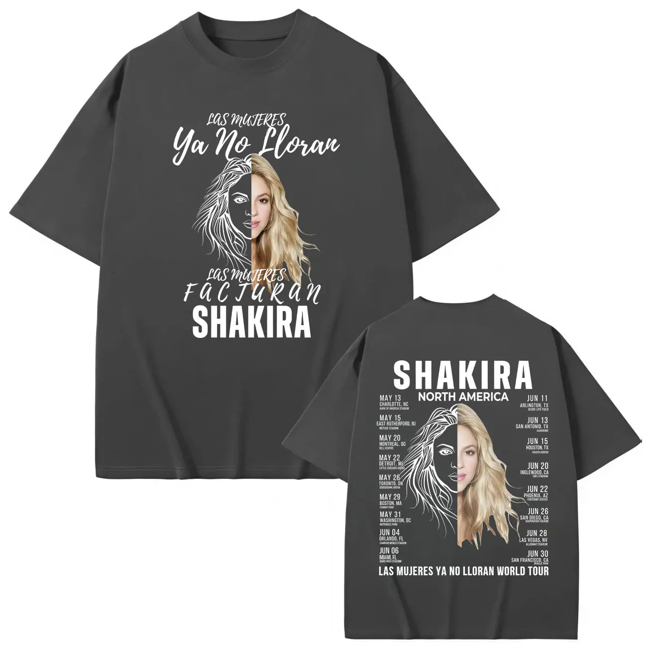 Shakira World Tour 2025 "Las Mujeres Ya No Lloran" T-Shirt – Dark Grey