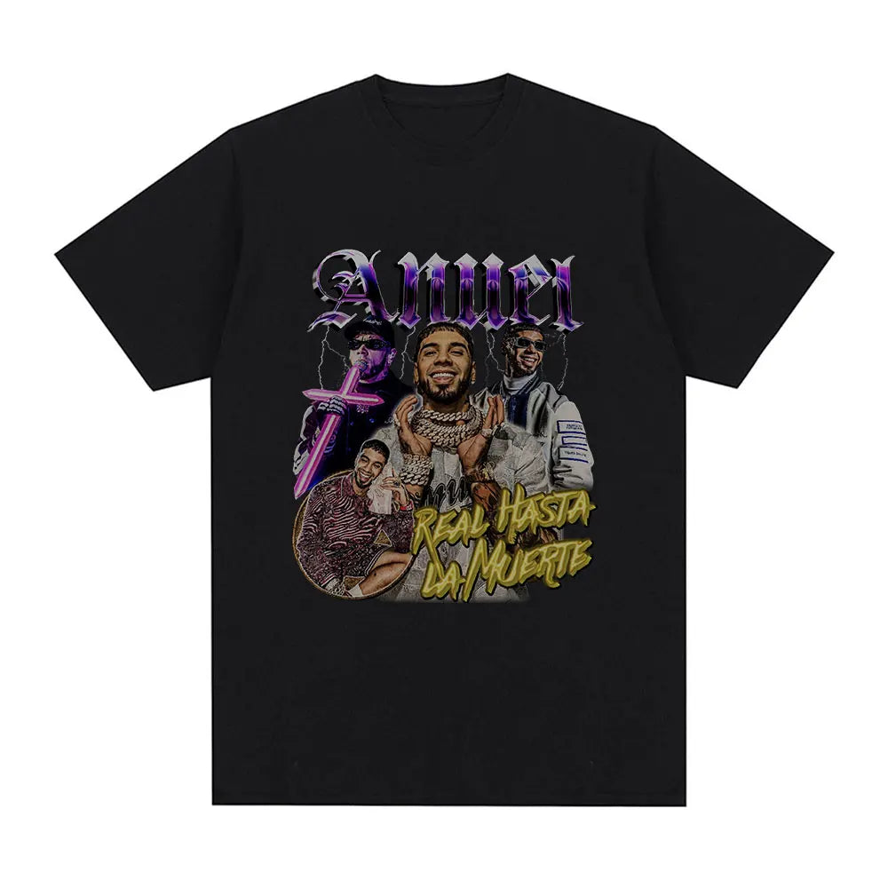 Anuel AA Real Hasta La Muerte Graphic T Shirt - green
