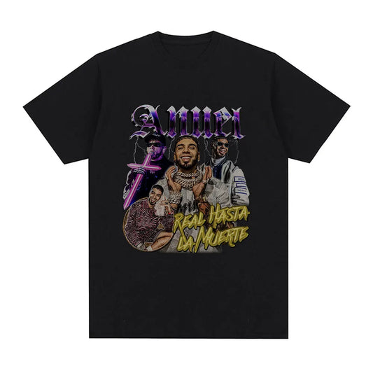 Anuel AA Real Hasta La Muerte Graphic T Shirt - black