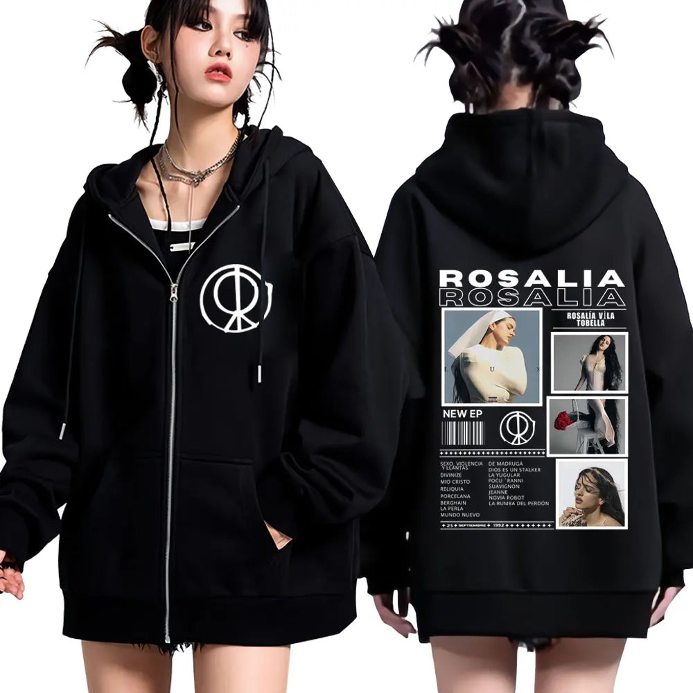 Rosalía LUX Album Tour 2025 Zipper Hoodie – Blue
