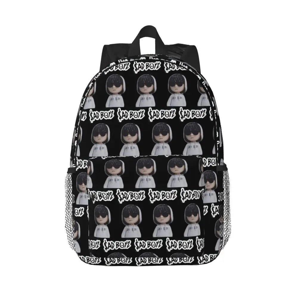 Junior H Sad Boyz Cartoon Hoodie Backpack – Black