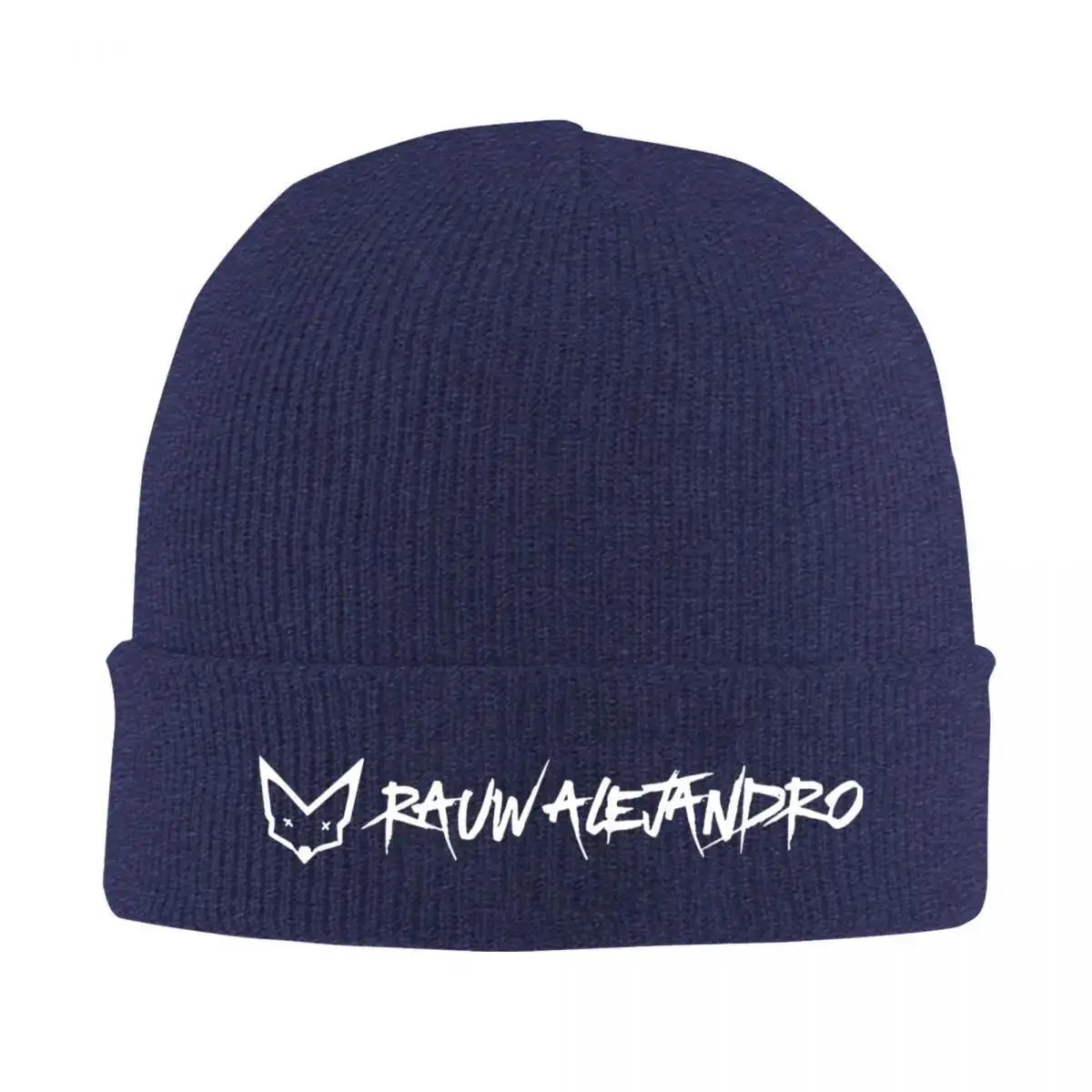 Rauw Alejandro Logo Knit Beanie (Navy Blue)