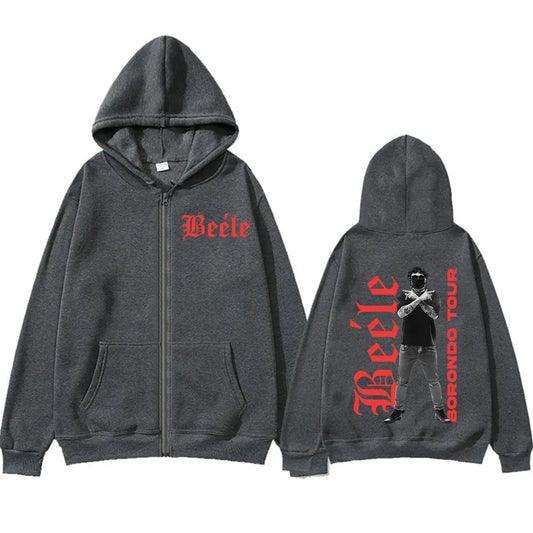 Beéle Borondo Tour 2025 Zip-Up Hoodie – Dark Grey (Limited Edition)