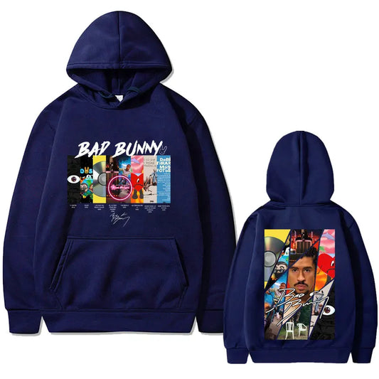 Bad Bunny All Album Hoodie – Navy Blue