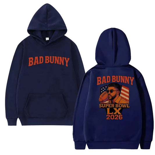 Bad Bunny Super Bowl LX 2026 Hoodie – Navy Blue