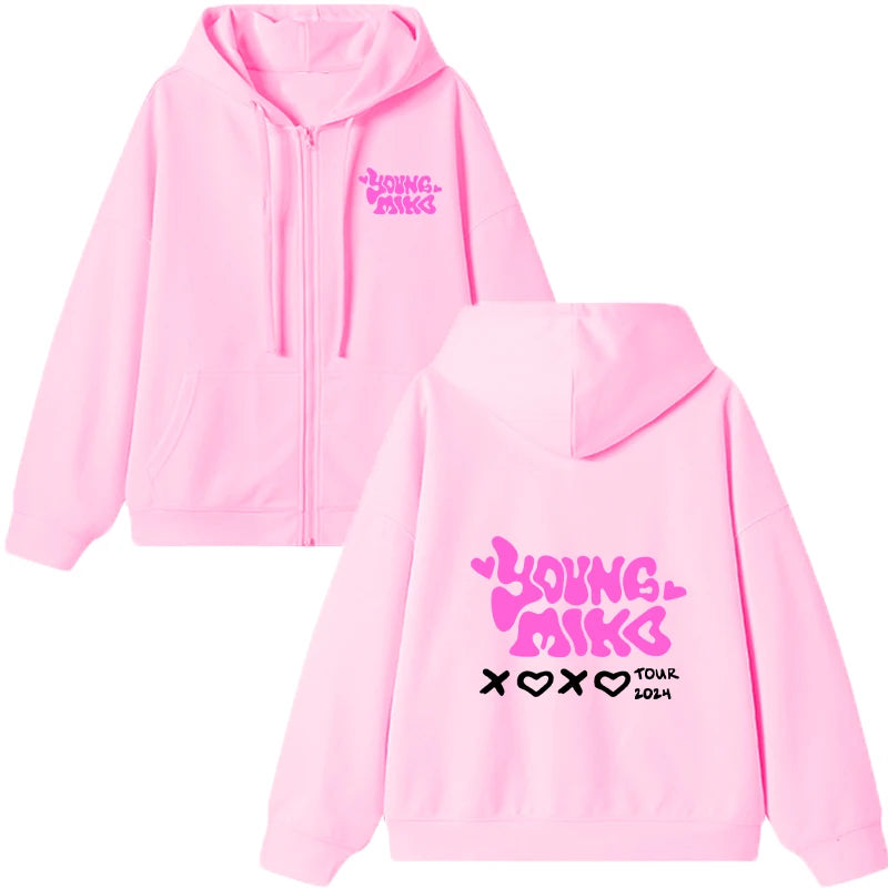 Young Miko Att. Zipper Hoodie – Dark Grey