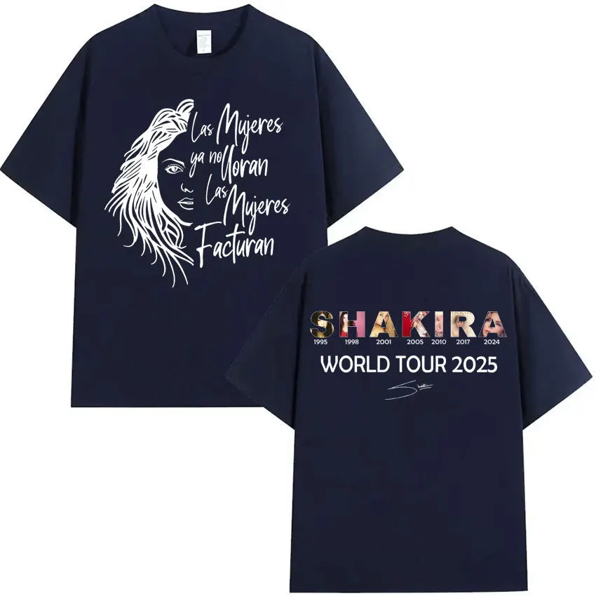 Shakira Las Mujeres Ya No Lloran World Tour 2025 T-Shirt – Navy Blue