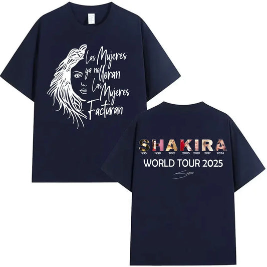 Shakira Las Mujeres Ya No Lloran World Tour 2025 T-Shirt – Navy Blue