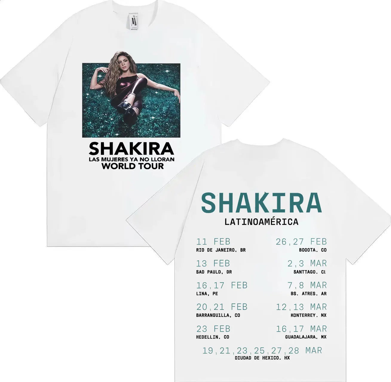Shakira Las Mujeres Ya No Lloran Latinoamérica World Tour T-Shirt (White)