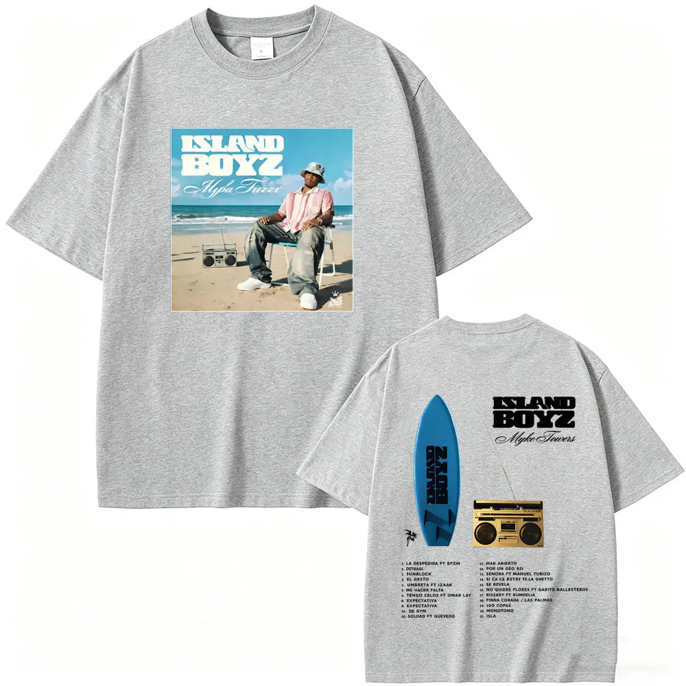 Myke Towers Island Boyz Surfboard T-Shirt - Gray