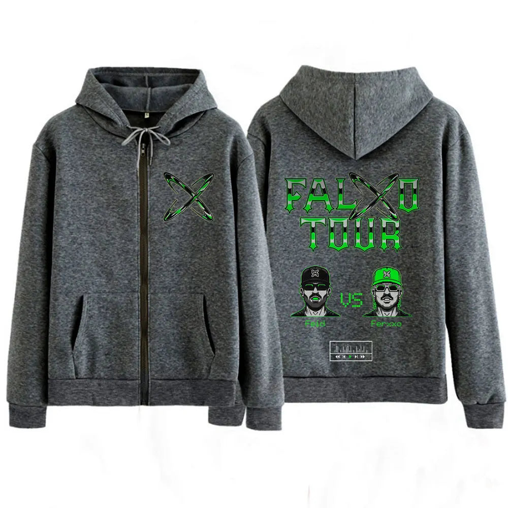 Feid EL GREEN PRINT: La Saga PALXO TOUR Zip-Up Hoodie