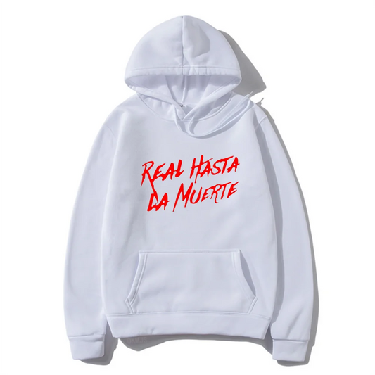 Anuel AA Real Hasta La Muerte Hoodie – White & Red