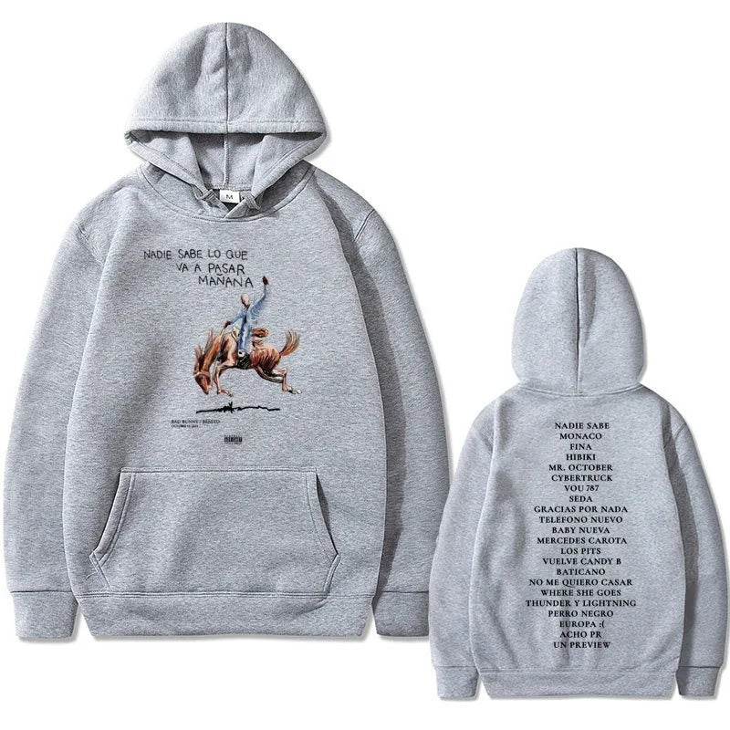 Bad Bunny Nadie Sabe Lo Que Va a Pasar Mañana Hoodie – White