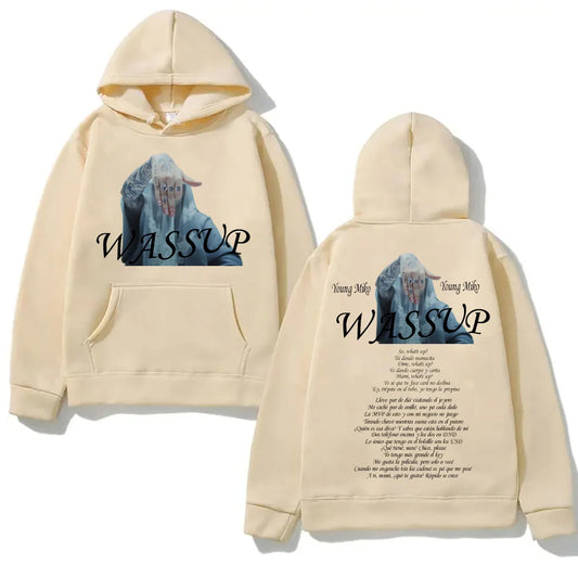 Young Miko “WASSUP” Hoodie – Beige