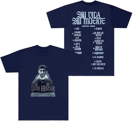 Neton Vega Tracklist T-Shirt – Mi Vida Mi Muerte (Navy Blue)