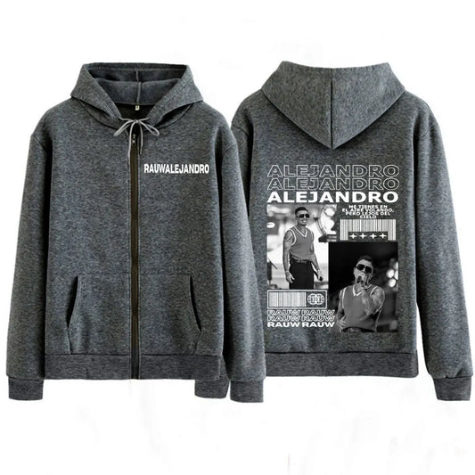 Rauw Alejandro Cosa Nuestra Saturno Album Zip Hoodie – Dark Grey