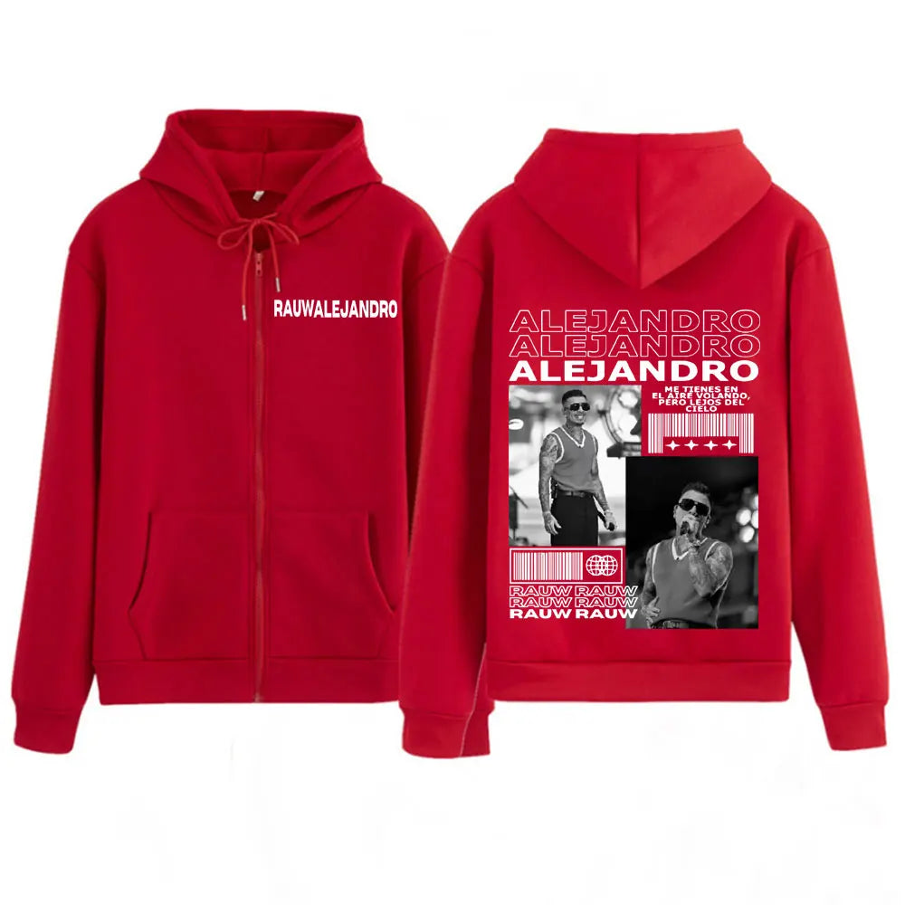 Rauw Alejandro Cosa Nuestra Saturno Album Zip Hoodie – Red