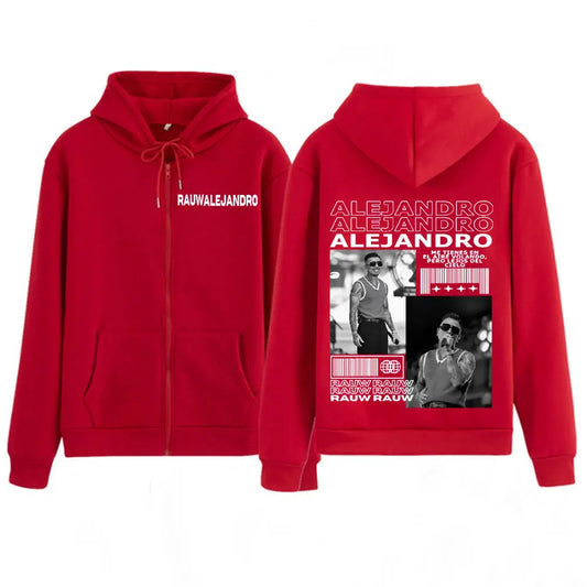 Rauw Alejandro Cosa Nuestra Saturno Album Zip Hoodie – Red