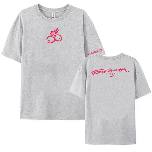 Karol G "Tropicoqueta" T-Shirt – Heather Gray & Fuchsia Pink