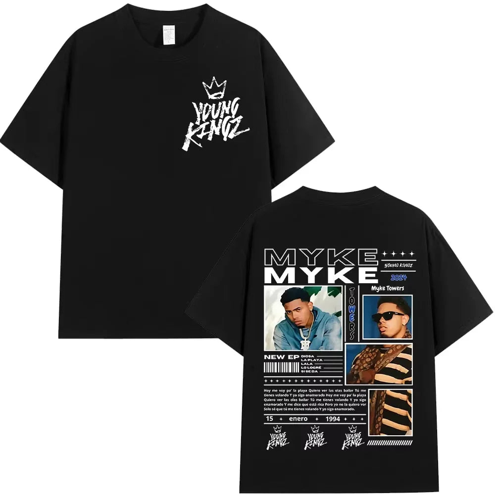 Rapper MYKE TOWERS Europe Tour 2025 T-Shirt – Black