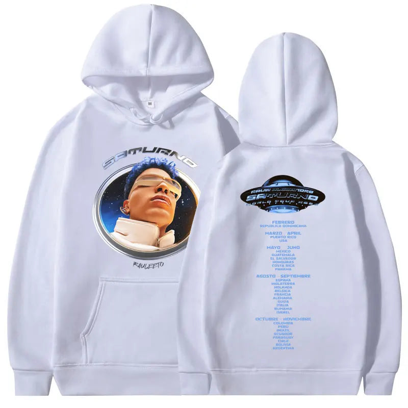 Rauw Alejandro Saturno Tour White Hoodie
