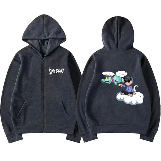 Junior H Sad Boyz Zip Hoodie – Dark Grey