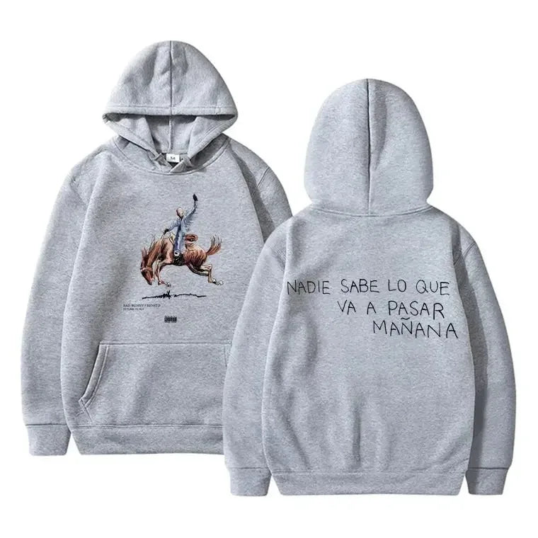 Bad Bunny Hoodie – Nadie Sabe Lo Que Va A Pasar Mañana (Gray)