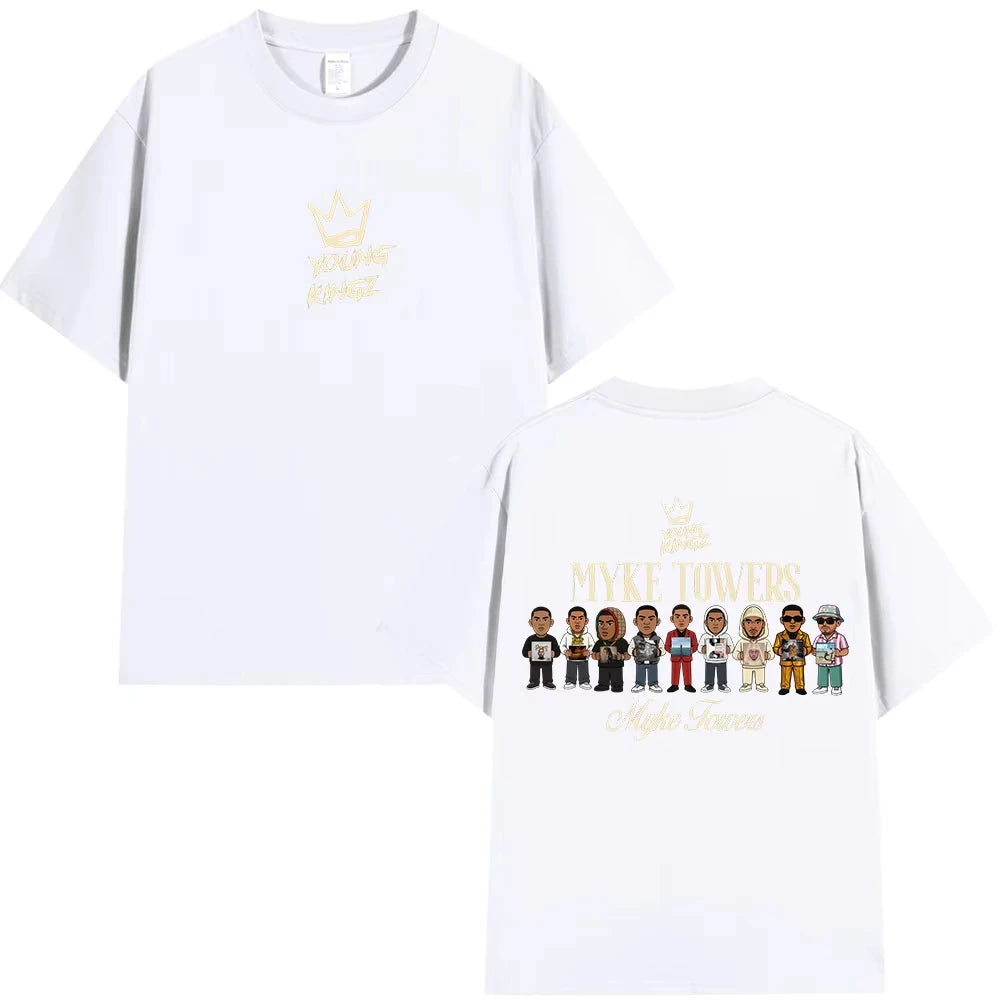 Myke Towers Young Kingz Cartoon T-Shirt – White