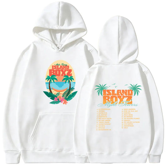 Myke Towers Island Boyz Tropical Hoodie - White