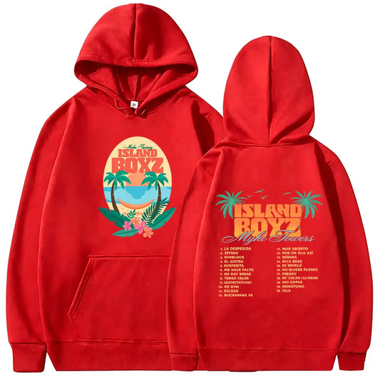 Myke Towers Island Boyz Tropical Hoodie - Red
