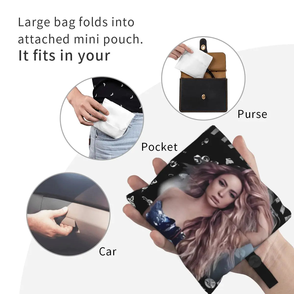 Shakira Sparkle Portrait Reusable Tote Bag