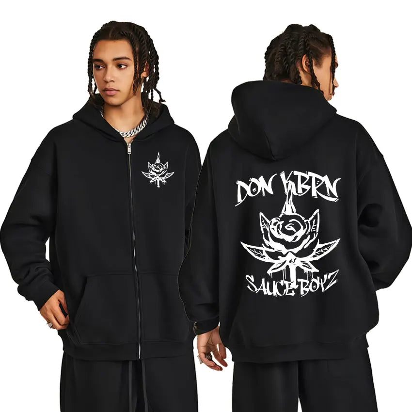 Eladio Carrión DON KBRN Sauce Boyz Black Zipper Hoodie
