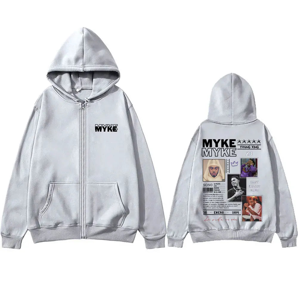 Myke Towers “La Pantera Negra” Zipper Hoodie – Gray