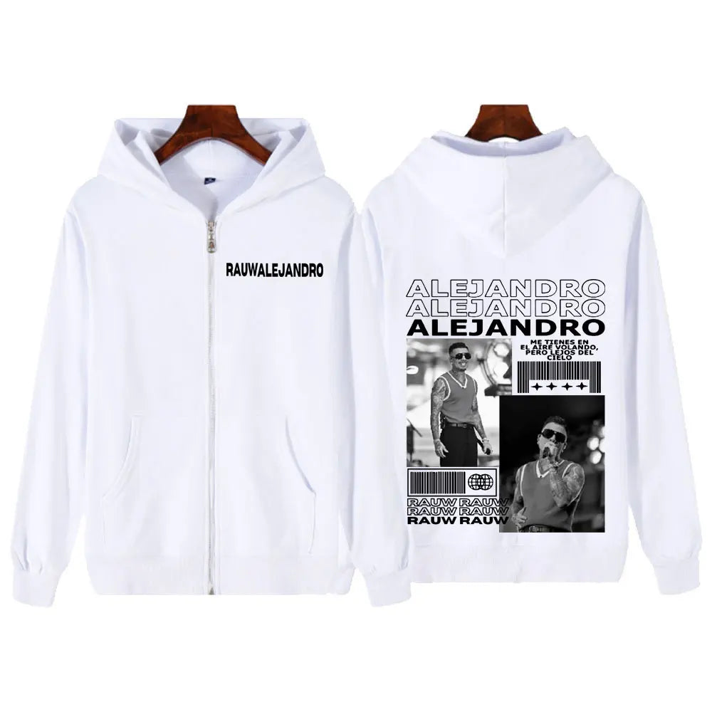 Rauw Alejandro Cosa Nuestra Saturno Album Zip Hoodie – White
