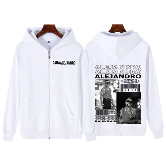 Rauw Alejandro Cosa Nuestra Saturno Album Zip Hoodie – White