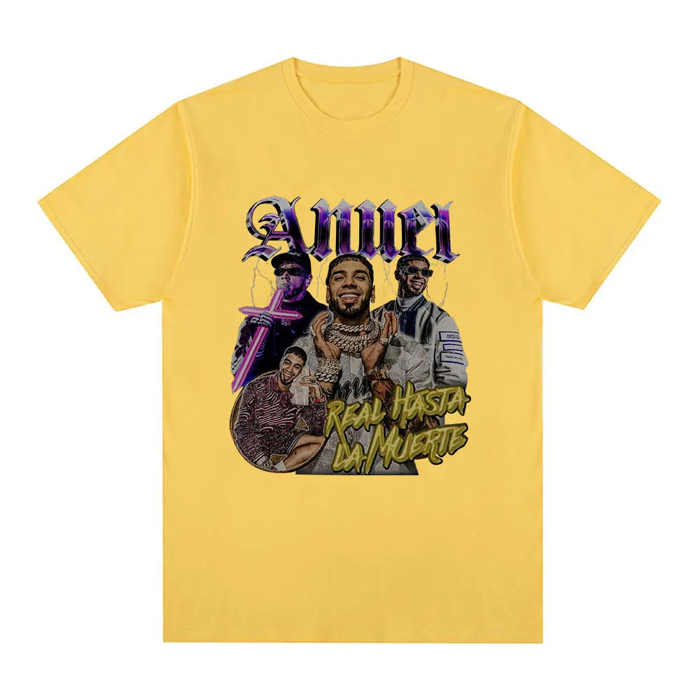 Anuel AA Real Hasta La Muerte Graphic T Shirt - green