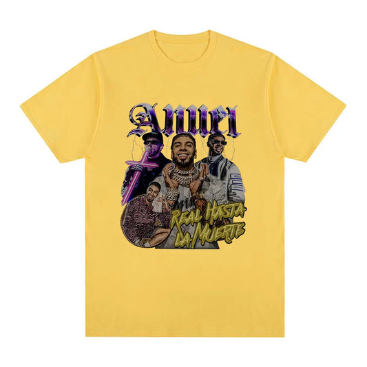 Anuel AA Real Hasta La Muerte Graphic T Shirt - yellow