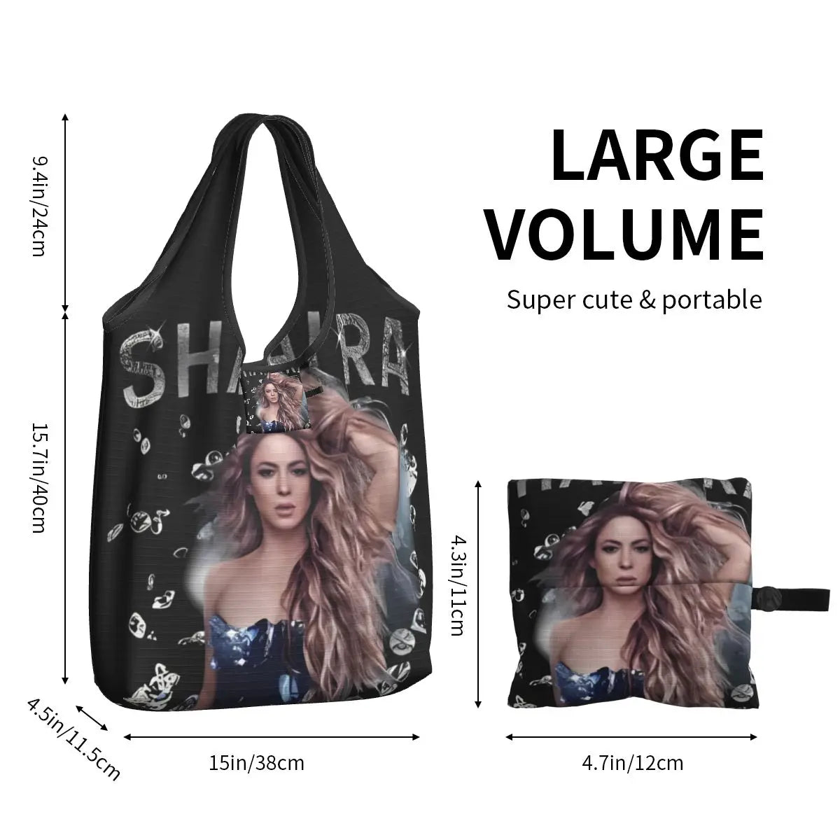 Shakira Sparkle Portrait Reusable Tote Bag