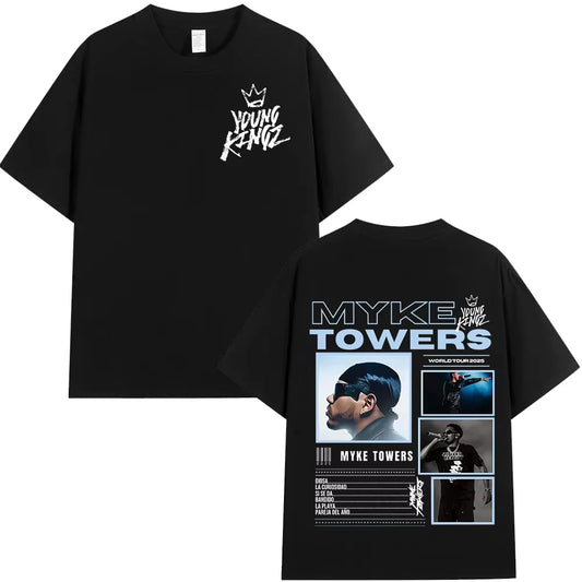 Myke Towers Young Kingz World Tour 2025 T-Shirt – Black
