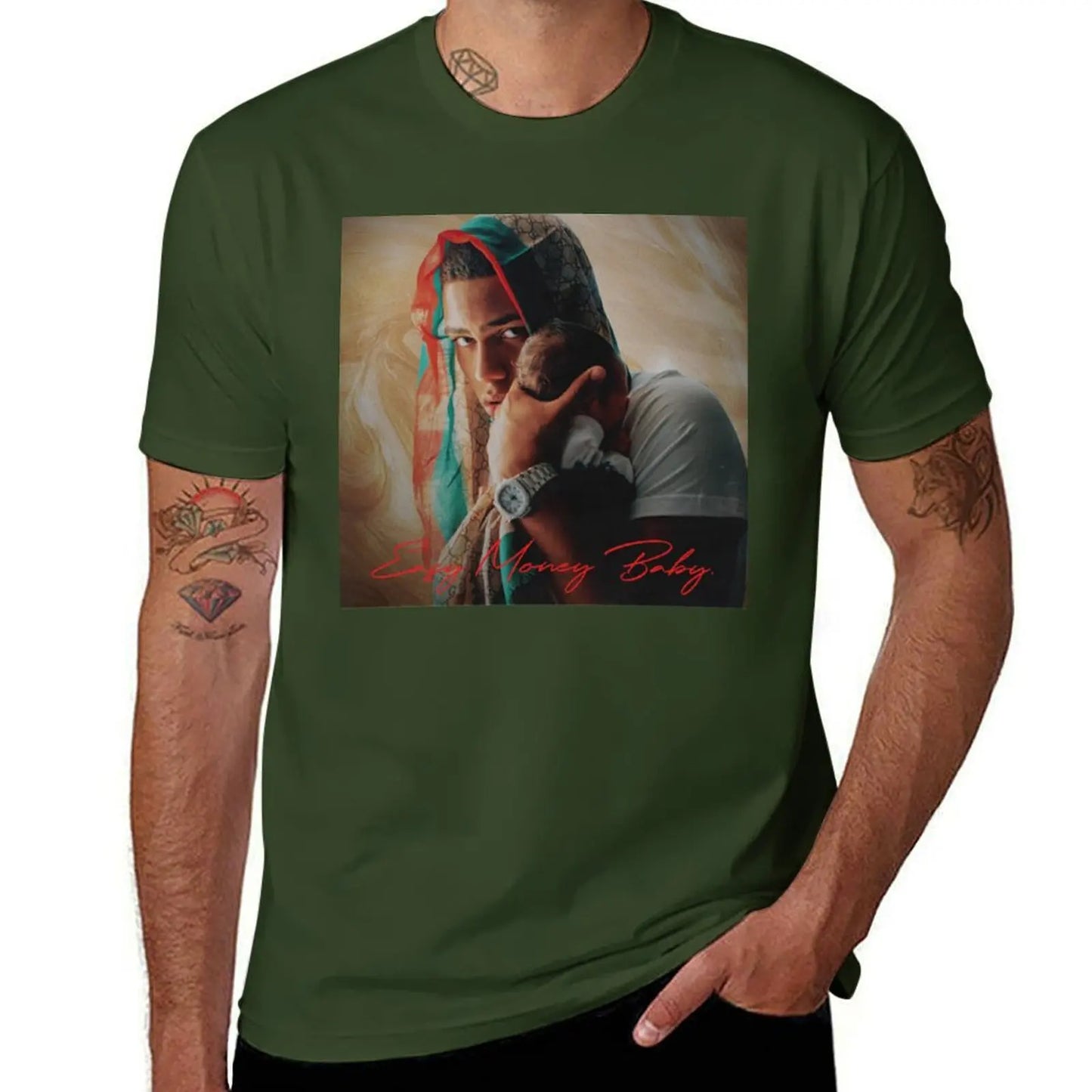 Myke Towers Easy Money Baby T-Shirt – Army Green
