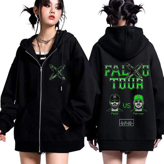 Feid EL GREEN PRINT: La Saga PALXO TOUR Zip-Up Hoodie